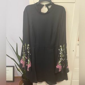 ASOS Open Back Floral Bell Sleeve Dress